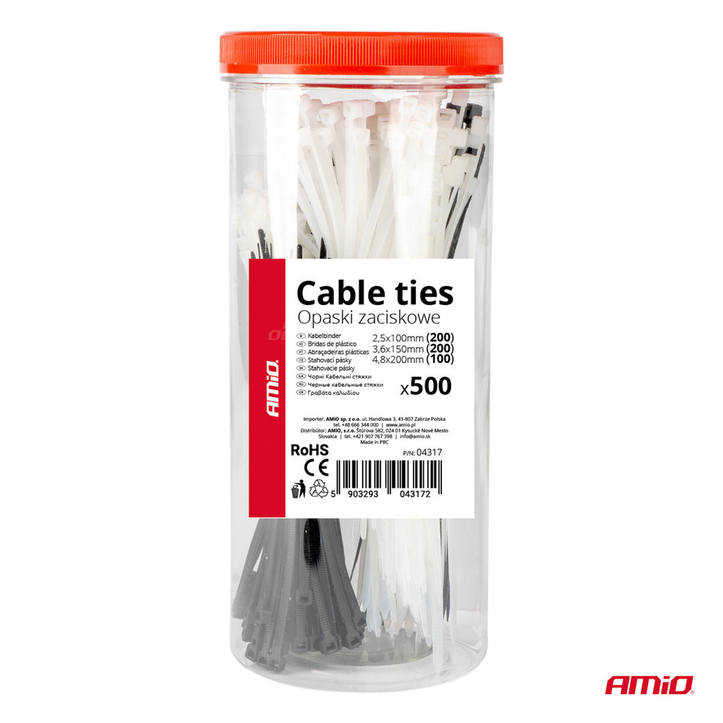 Veelkleurige kunststof kabelbinders set van 500 stuks AMiO 04317 - AMiO 04317 - afbeelding 9