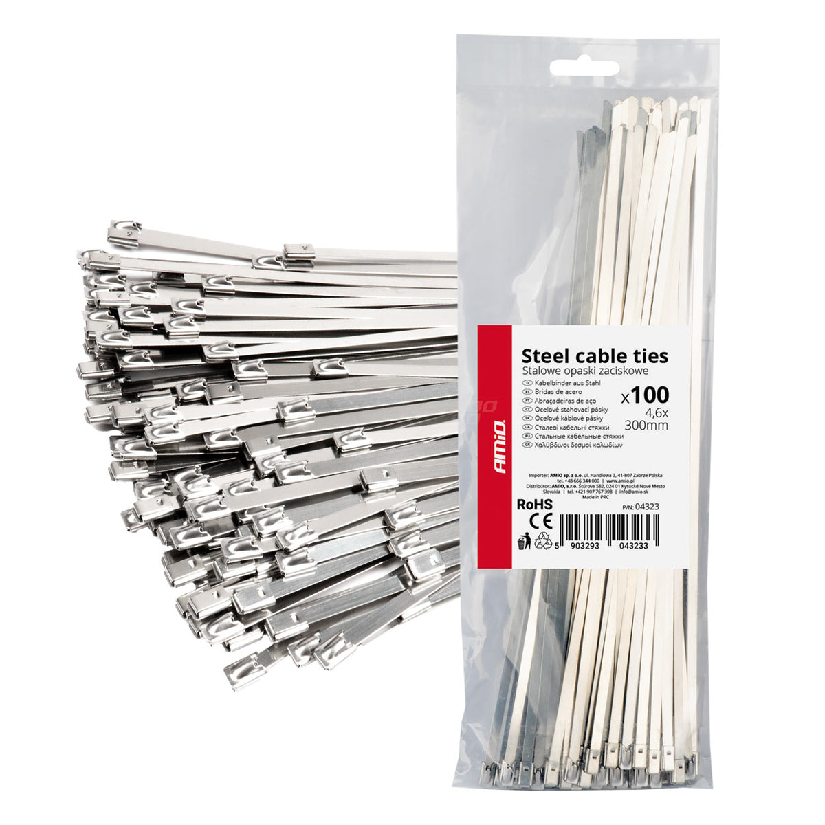 RVS metalen klemmen 4.6x300mm 100 stuks AMiO 04323 - AMiO 04323 - afbeelding 3