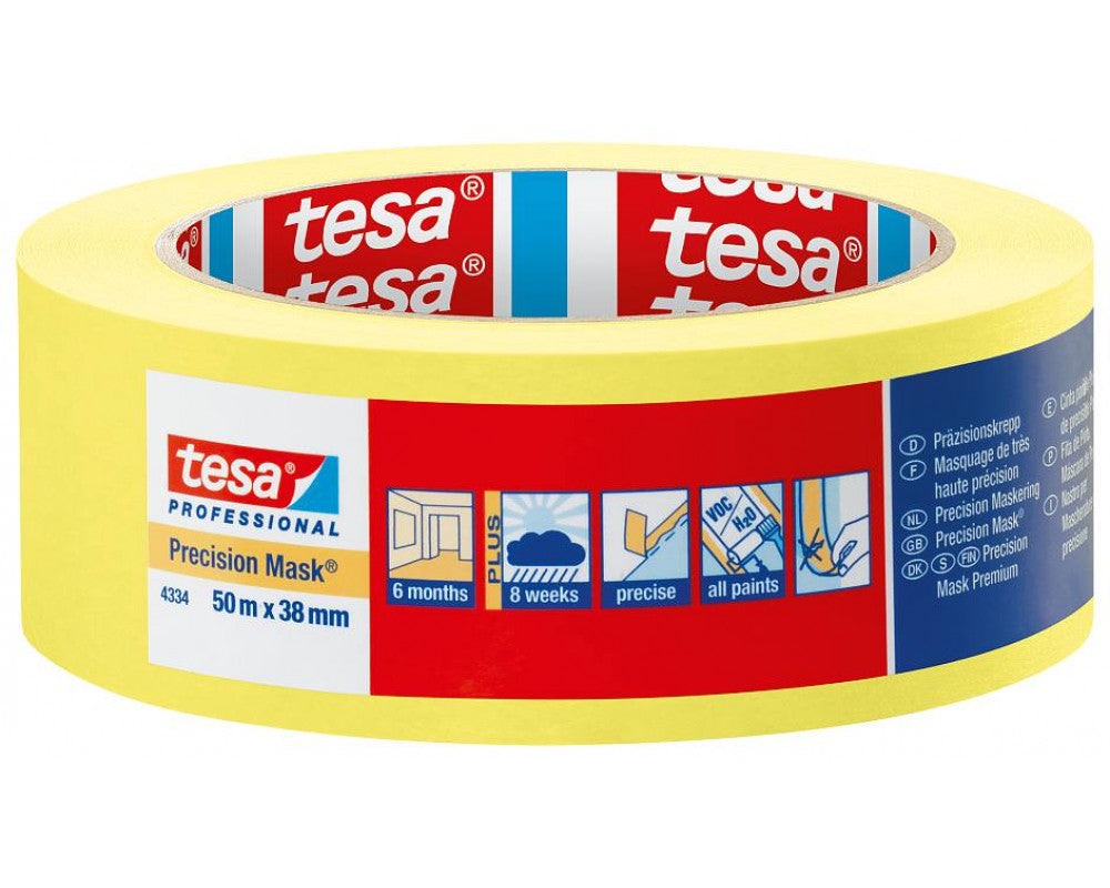 Tesa Precision Mask Indoor 04334 L.50mtr x B.38mm Geel (Per 6 Stuks)