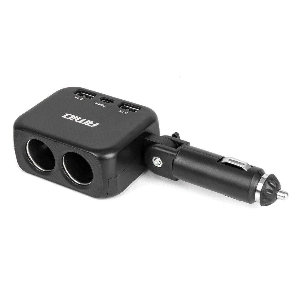 Dubbele stekkerdoos oplader 2x USB A 1x USB C 12/24V 100W 180° AMiO 04357 - AMiO 04357 - afbeelding 1