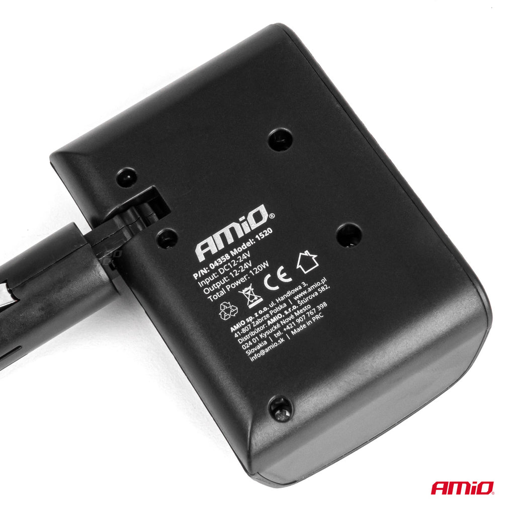 Drievoudig verlengstopcontact 12/24V 120W 90° AMiO 04358 - AMiO 04358 - afbeelding 3