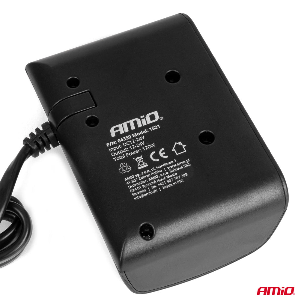 Drievoudig verlengstuk 12/24V 120W 80cm AMiO 04359 - AMiO 04359 - afbeelding 3