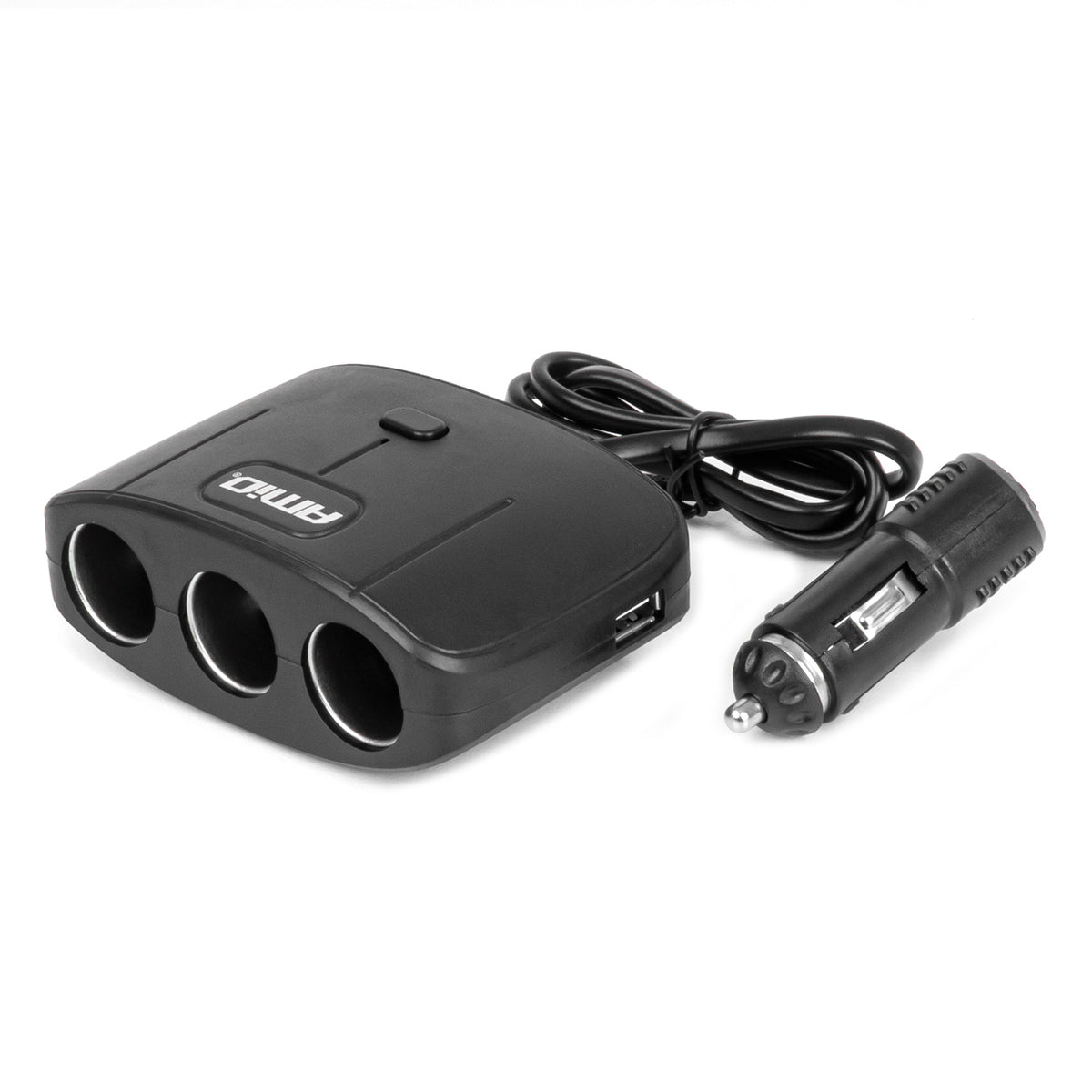 Drievoudige stekkerdoos oplader 2x USB A AAN/UIT knop 12/24V 100W 70cm AMiO 04362 - AMiO 04362 - afbeelding 1
