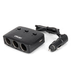 Drievoudige stekkerdoosoplader 2x USB A AAN/UIT-knop LED-indicator 12/24V 100W 70cm AMiO 04363 - AMiO 04363 - afbeelding 1