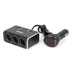 Drievoudige stekkerdoos oplader met digitaal display 2x USB A QC 3.0 12/24V 120W 80cm AMiO 04364 - AMiO 04364 - afbeelding 1