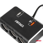 Drievoudige stekkerdoos oplader met digitaal display 2x USB A QC 3.0 12/24V 120W 80cm AMiO 04364 - AMiO 04364 - afbeelding 4