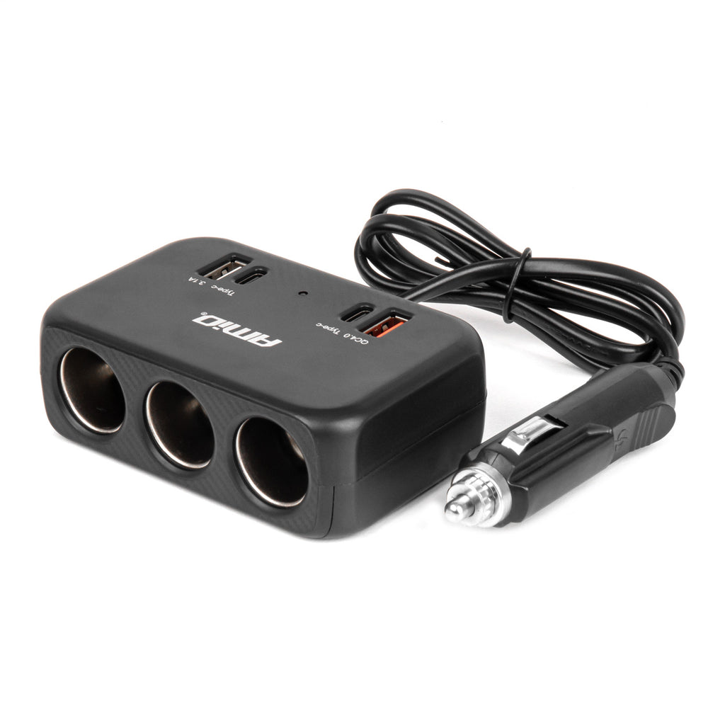 Drievoudige stekkerdoosoplader 1x USB A 1x USB C QC 4.0 12/24V 120W 80cm AMiO 04365 - AMiO 04365 - afbeelding 1