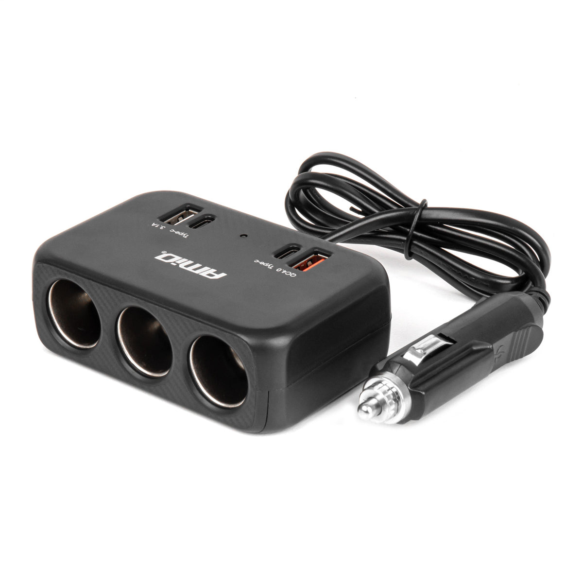 Drievoudige stekkerdoosoplader 1x USB A 1x USB C QC 4.0 12/24V 120W 80cm AMiO 04365 - AMiO 04365 - afbeelding 1