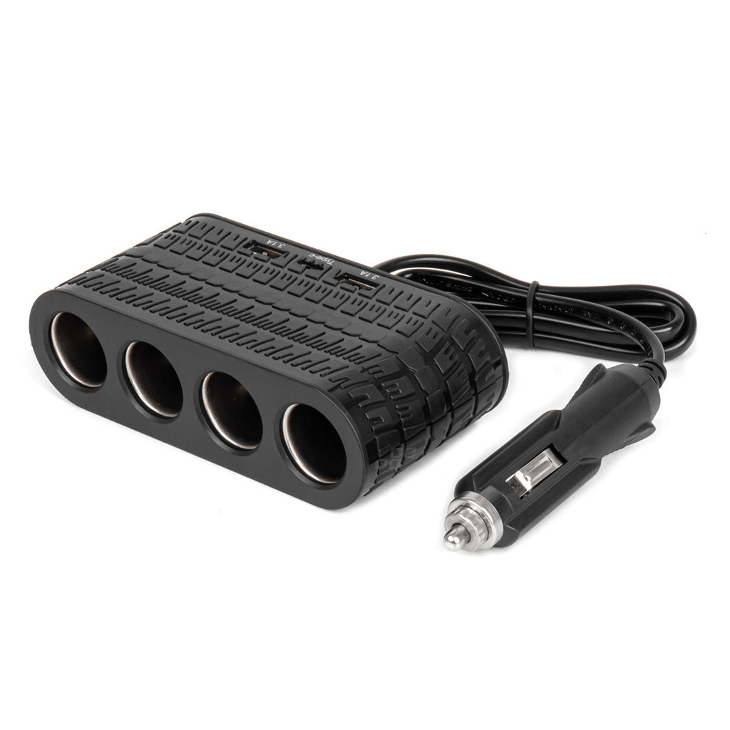 Viervoudige stekkerdoos oplader 2x USB A 1x USB C 12/24V 120W 80cm AMiO 04367 - AMiO 04367 - afbeelding 1