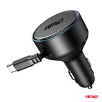 Intrekbare autolader C-kabel + USB C-poort 12/24V 60W AMiO 04368 - AMiO 04368 - afbeelding 2