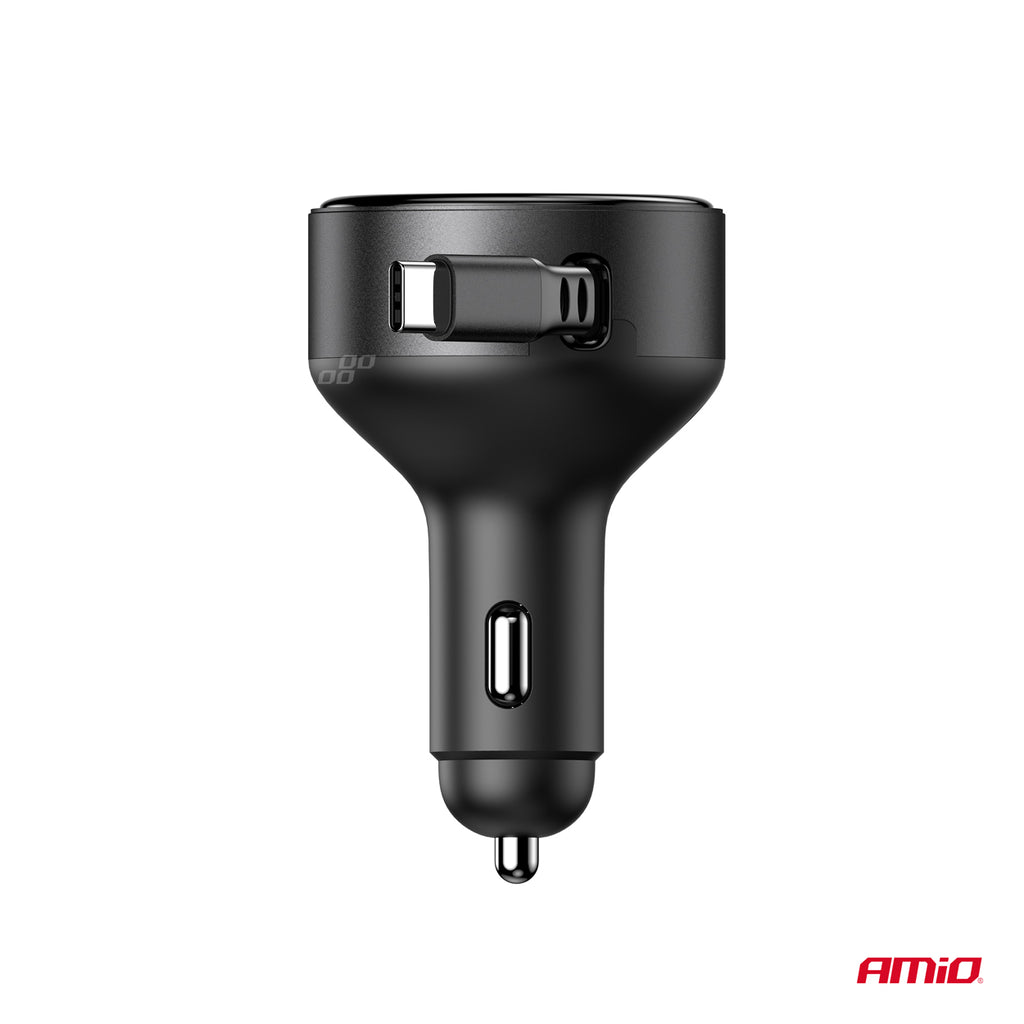 Intrekbare autolader C-kabel + USB C-poort 12/24V 60W AMiO 04368 - AMiO 04368 - afbeelding 4