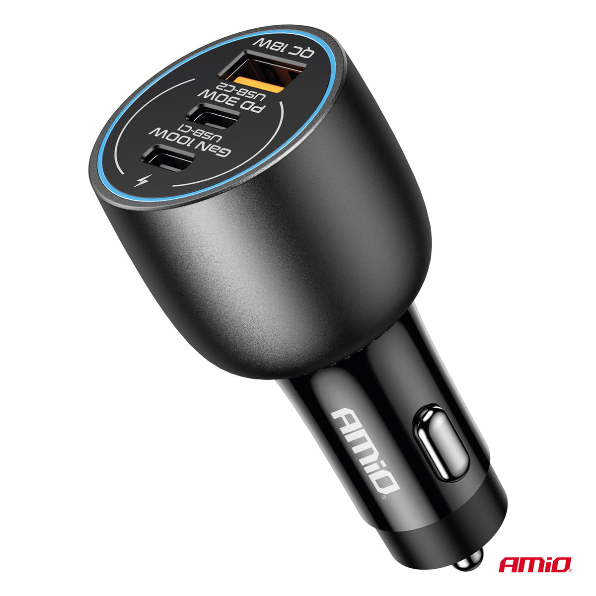 Autolader 2x USB C poort + USB A poort 12/24V 100W AMiO 04371 - AMiO 04371 - afbeelding 3