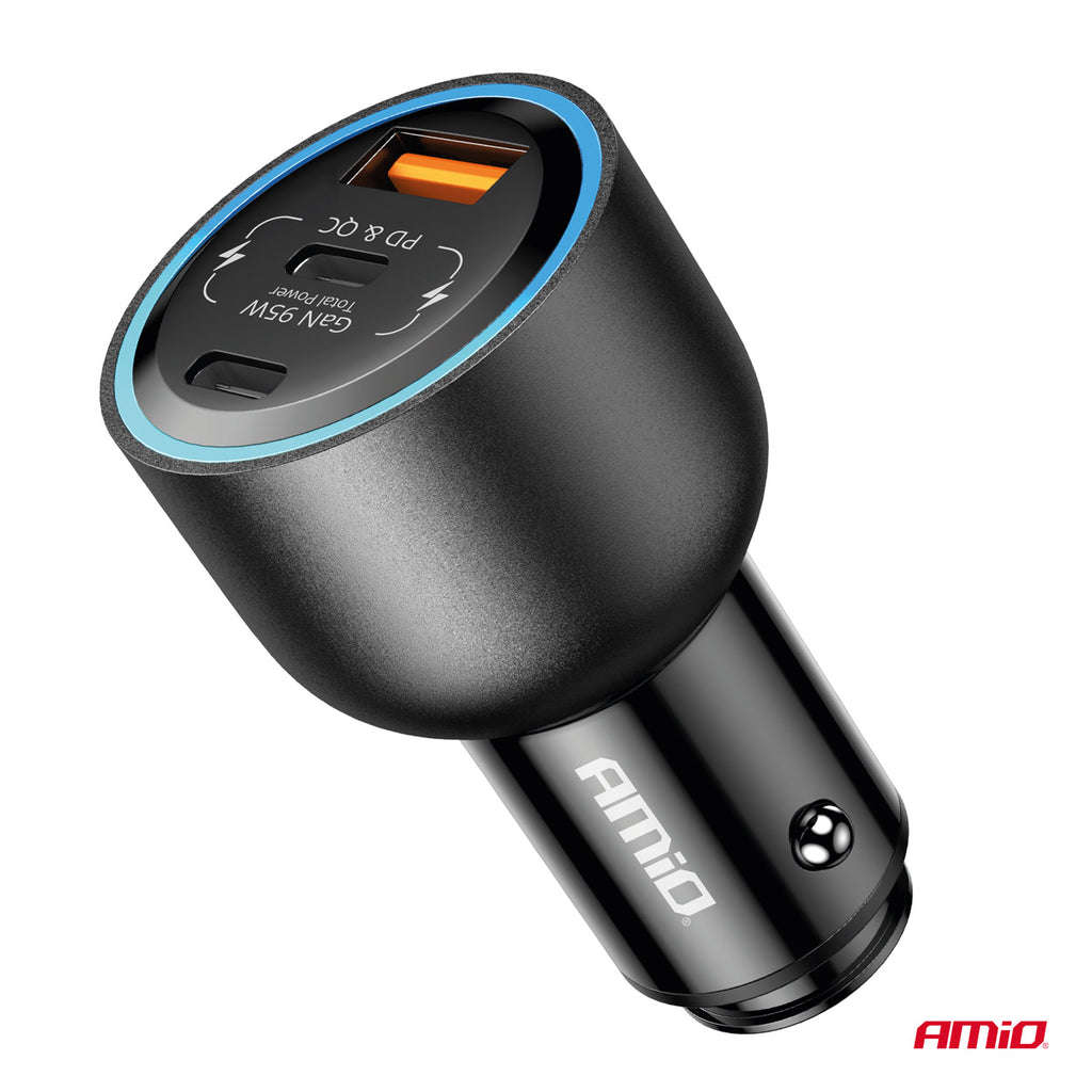 Autolader dubbele USB C-poort + USB A-poort 12/24V 95W AMiO 04372 - AMiO 04372 - afbeelding 3