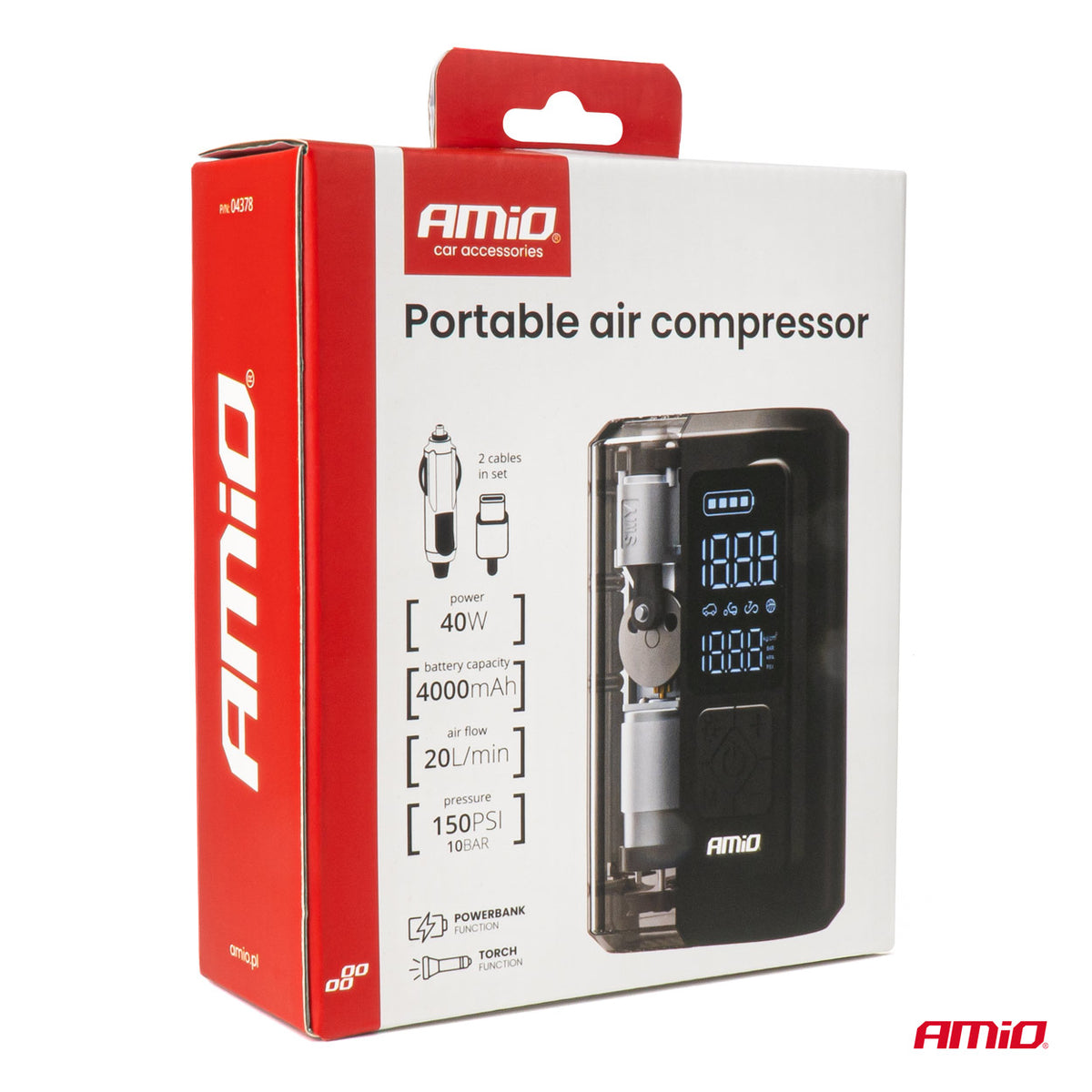 Draagbare luchtcompressor LED USB-C 40W AMiO 04378 - AMiO 04378 - afbeelding 7