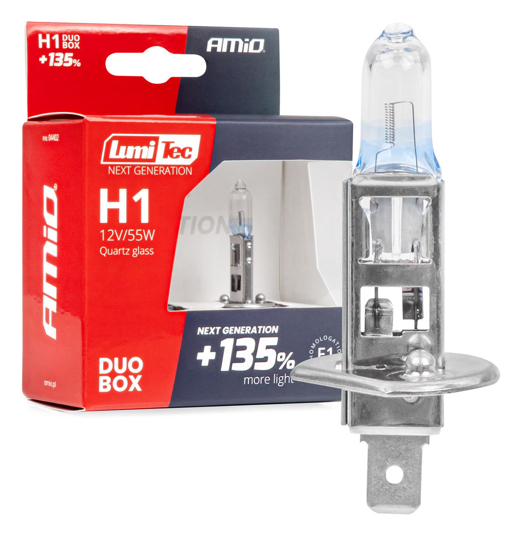 Halogeenlampen H1 12V 55W LumiTec NEXT GENERATION +135% DUO AMiO 04402 - AMiO 04402 - afbeelding 1