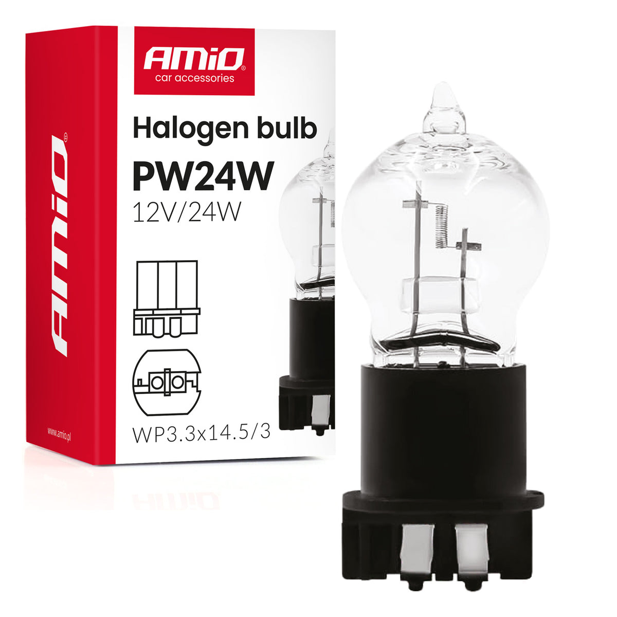 Halogeenlamp PW24W WP3.3x14.5-3 24W 12V AMiO 04409 - AMiO 04409 - afbeelding 1