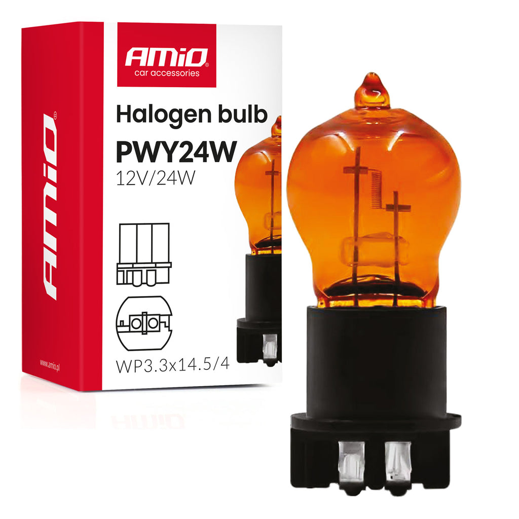 Halogeenlamp PWY24W WP3.3x14.5-4 Amber 12V 24W AMiO 04410 - AMiO 04410 - afbeelding 1