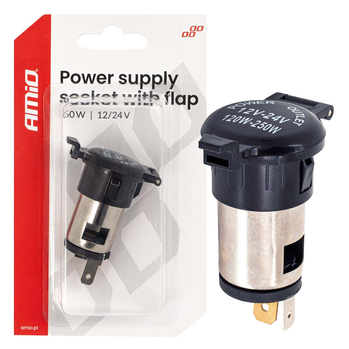 Stopcontact met klep 250W 12V 24V AMiO 04434 - AMiO 04434 - afbeelding 5