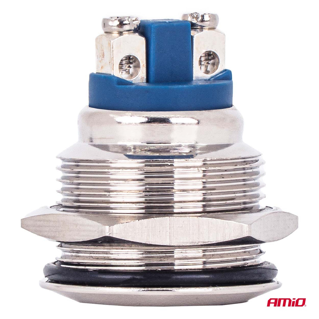 Platte ronde stalen momentknop 19 mm, 5 A, 12/230 V, AMiO 04436 - AMiO 04436 - afbeelding 2