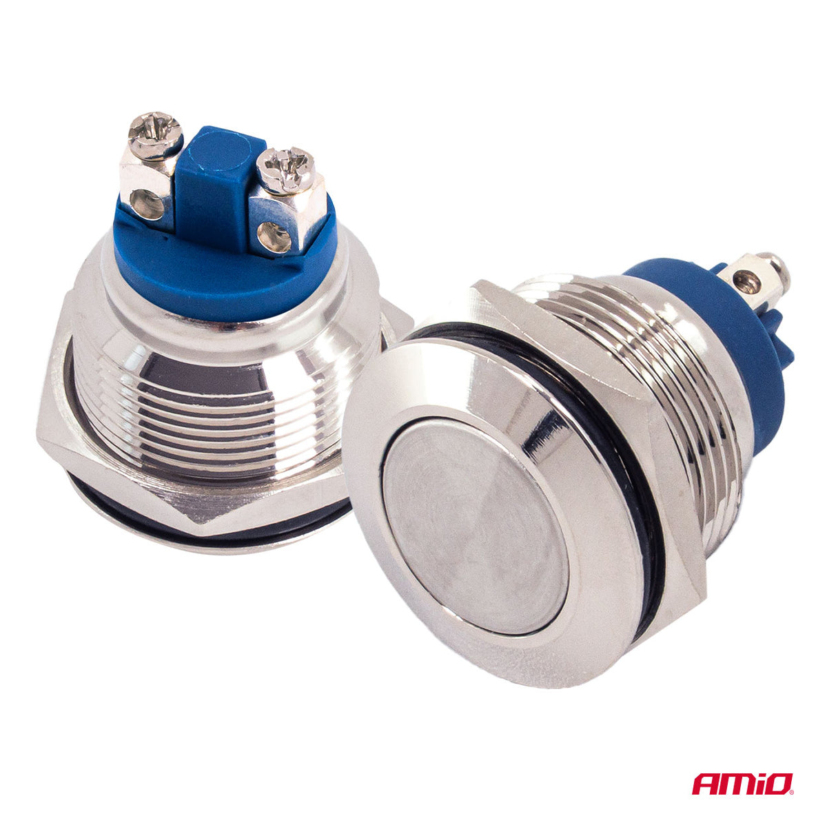 Platte ronde stalen momentknop 19 mm, 5 A, 12/230 V, AMiO 04436 - AMiO 04436 - afbeelding 3