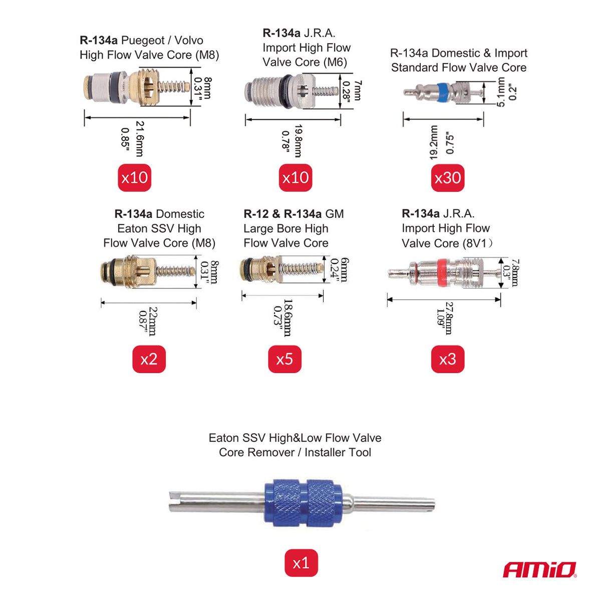 Airconditioning kleppenkern set 61 stuks. AMiO 04446 - AMiO 04446 - afbeelding 4