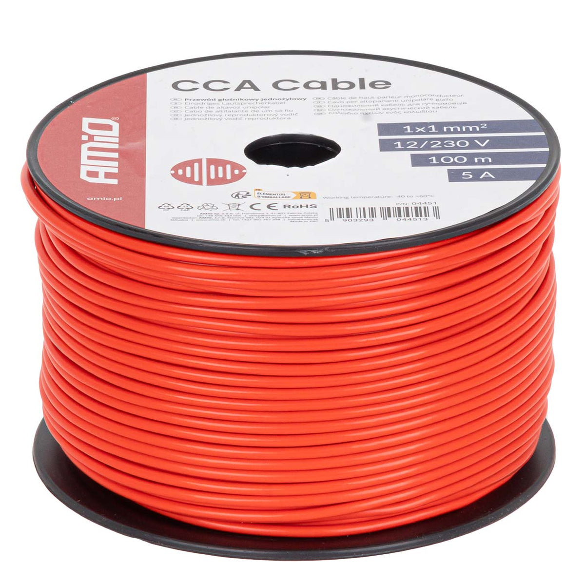 CCA Kabel 1x1mm2 100m 5A 12/230V AMiO 04451 - AMiO 04451 - afbeelding 1
