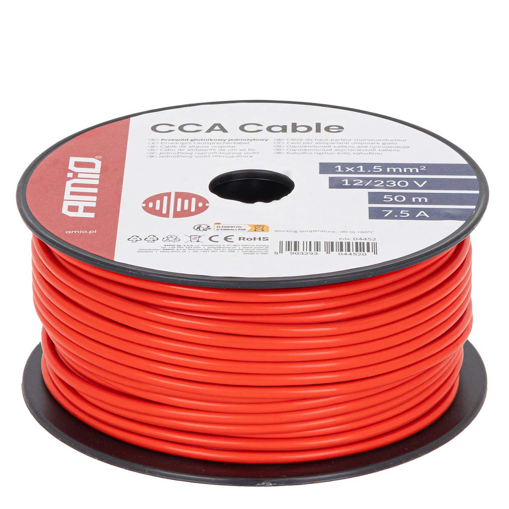 CCA Kabel 1x1.5mm2 50m 7.5A 12/230V AMiO 04452 - AMiO 04452 - afbeelding 1