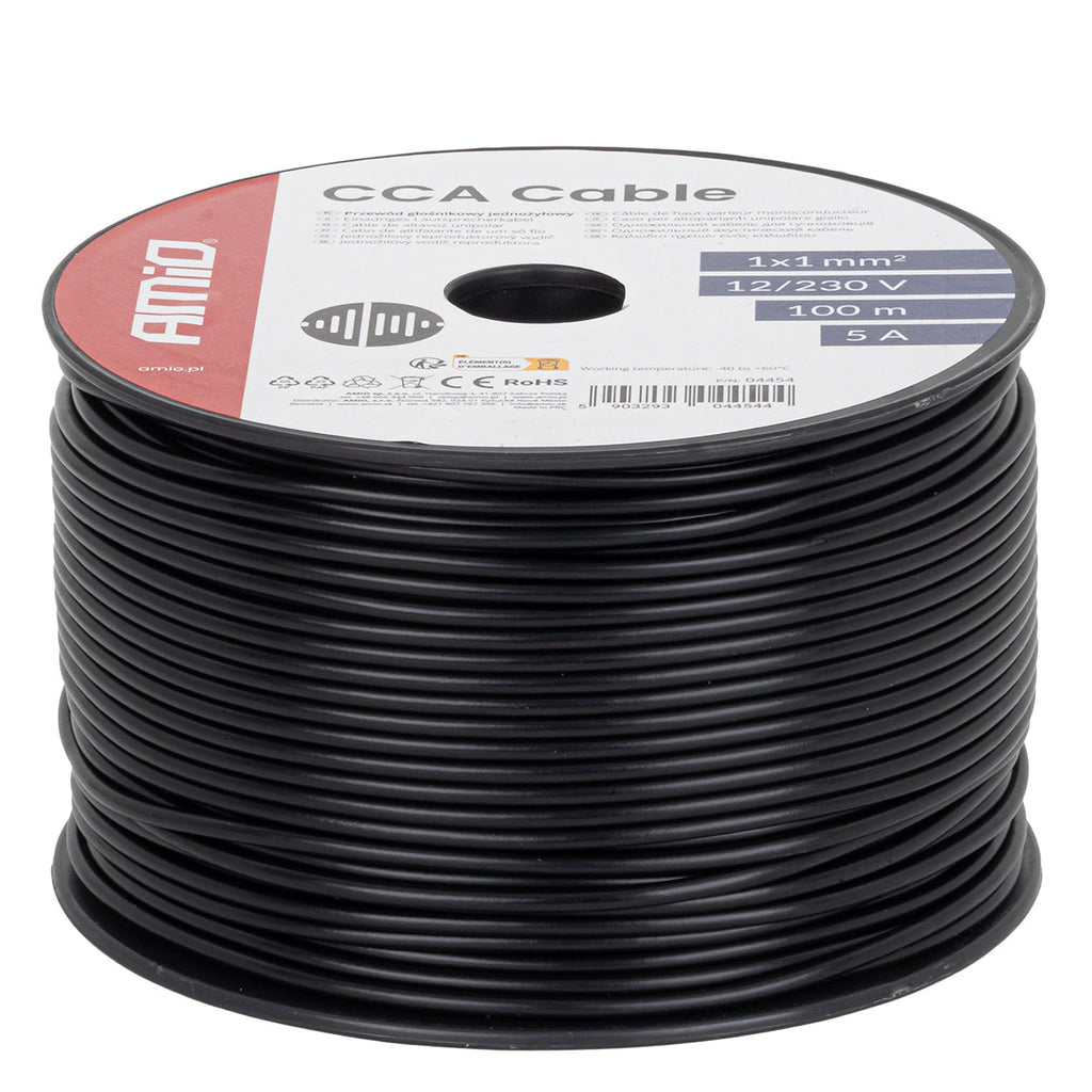 CCA Kabel 1x1mm2 100m 5A 12/230V AMiO 04454 - AMiO 04454 - afbeelding 1
