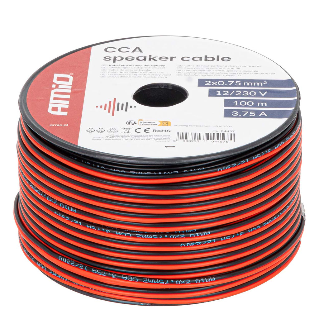 CCA luidsprekerkabel 2x0.75mm2 100m 3.75A AMiO 04457 - AMiO 04457 - afbeelding 1