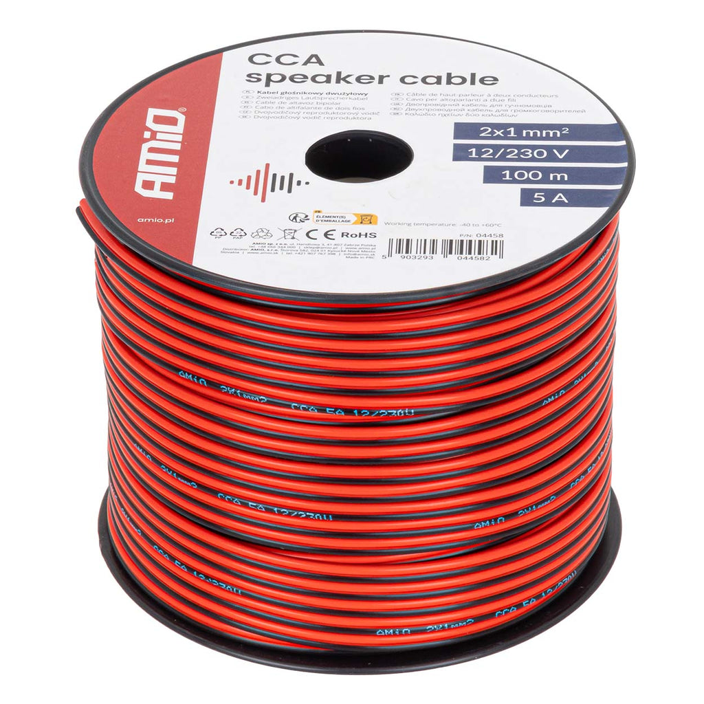 CCA luidsprekerkabel 2x1mm2 100m 5A AMiO 04458 - AMiO 04458 - afbeelding 1
