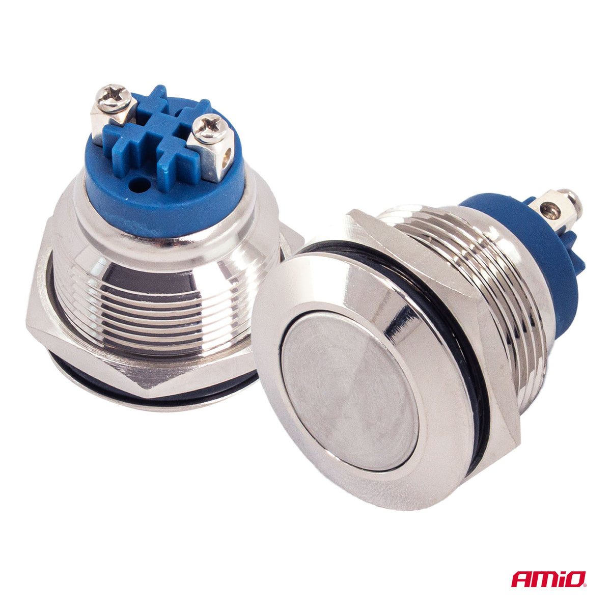 Ronde stalen schakelaar AAN/UIT 19mm 5A 12/230V AMiO 04474 - AMiO 04474 - afbeelding 3