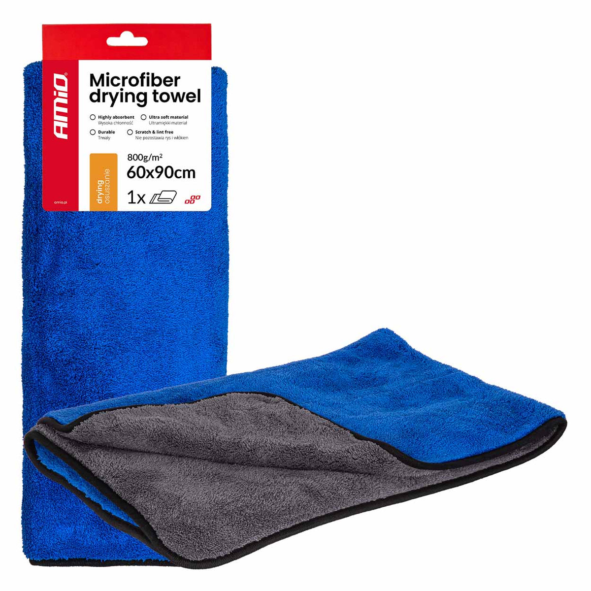 Microvezel droogdoek 800g/m² 60x90cm AMiO 04488 - AMiO 04488 - afbeelding 1