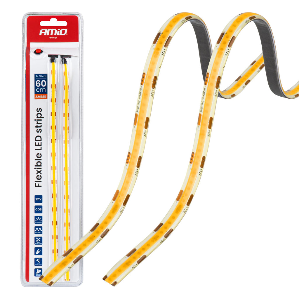 Flexibele LED COB-strips amber 2x30 cm 12V AMiO 04572