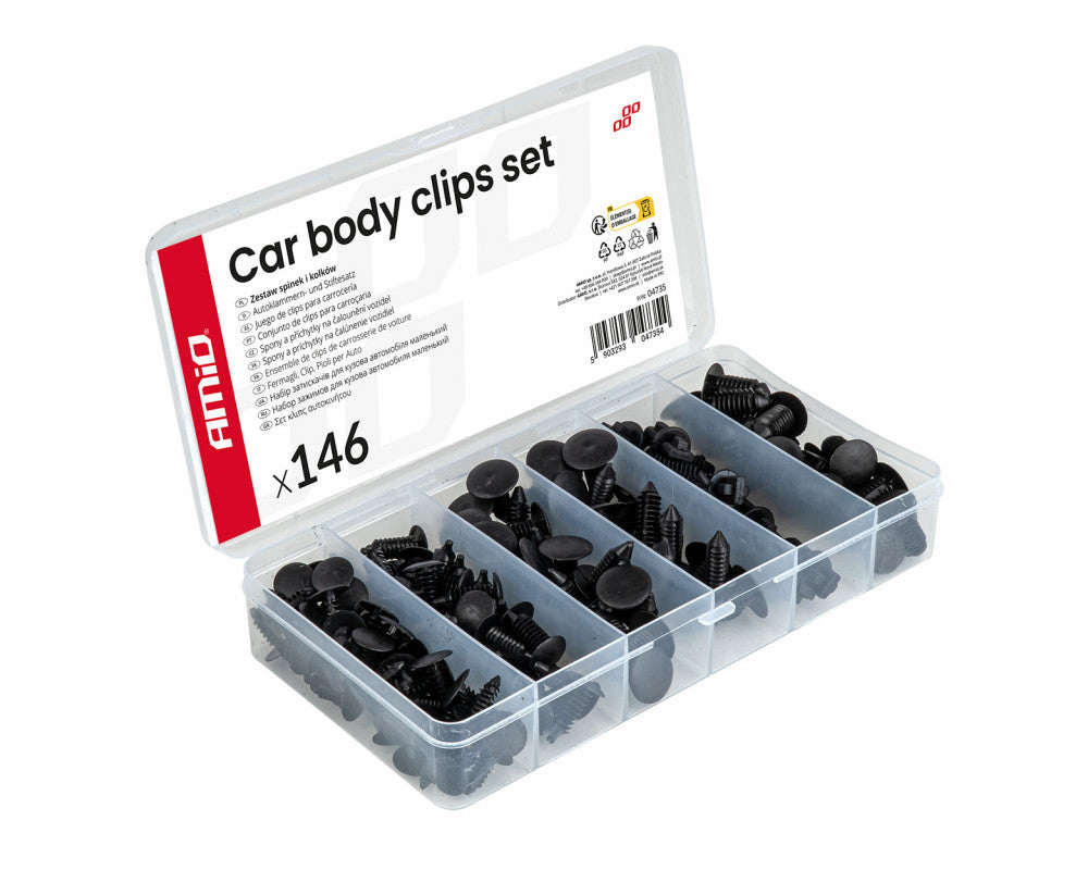 Set met 146stuks Automotive clips en bevestigingspinnen