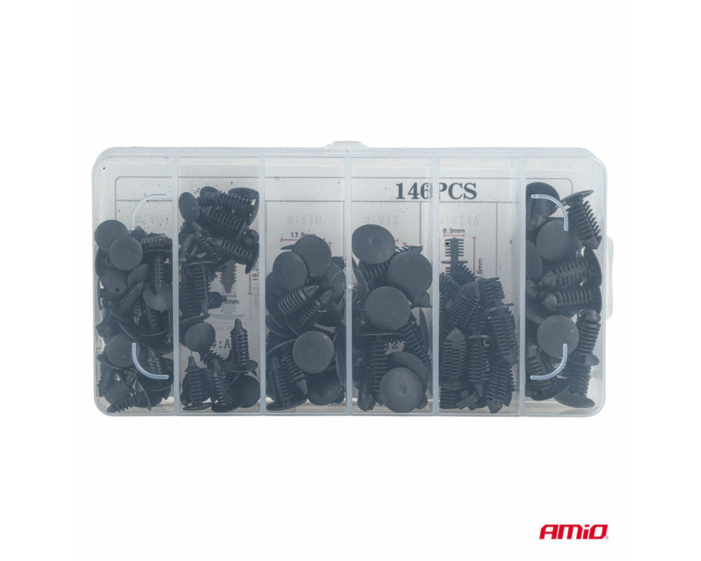 Set met 146stuks Automotive clips en bevestigingspinnen