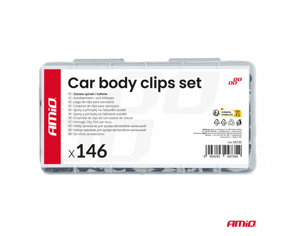 Set met 146stuks Automotive clips en bevestigingspinnen