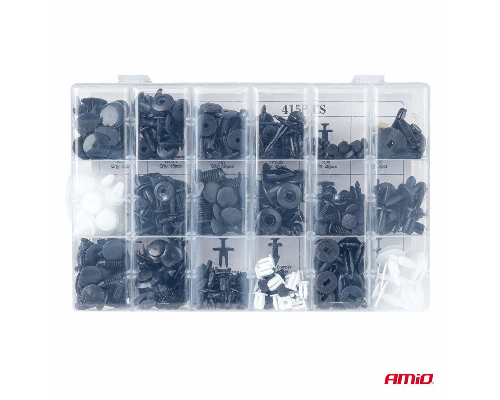Set met 415stuks Automotive clips en bevestigingspinnen