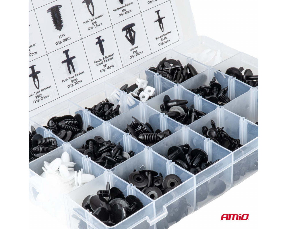 Set met 415stuks Automotive clips en bevestigingspinnen