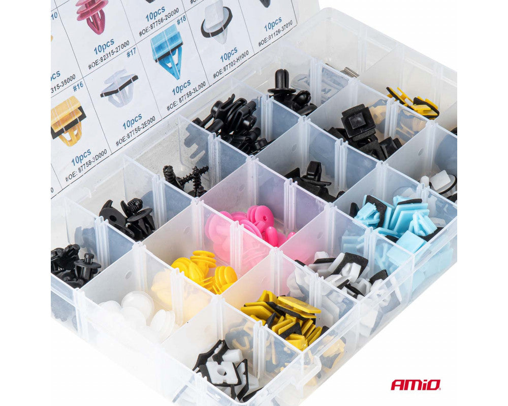 Set met 200stuks Automotive clips en bevestigingspinnen