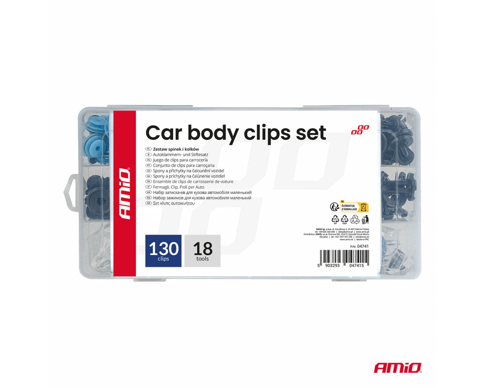 Set met 148stuks Automotive clips en bevestigingspinnen + gereedschap