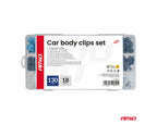 Set met 148stuks Automotive clips en bevestigingspinnen + gereedschap