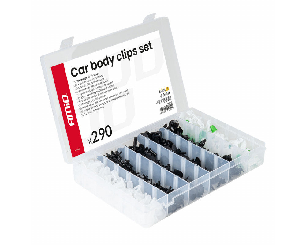 Set met 290stuks Automotive clips en bevestigingspinnen