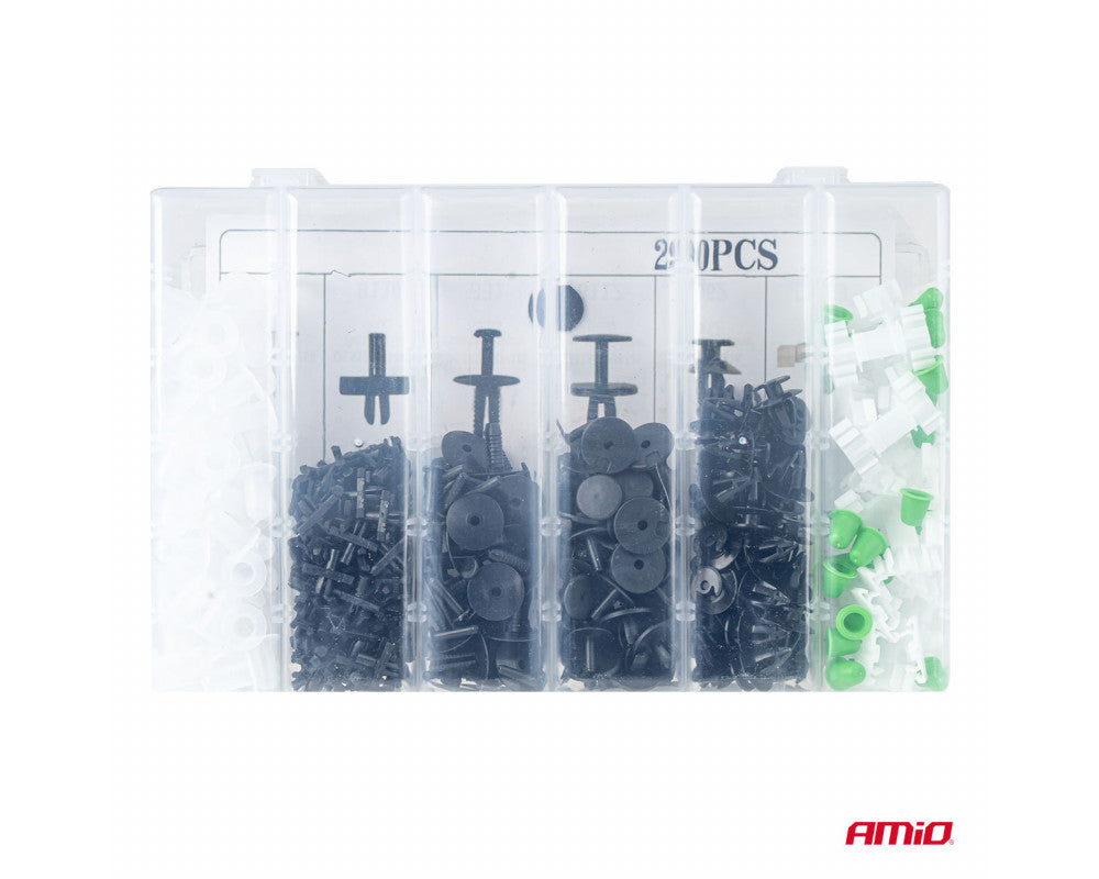 Set met 290stuks Automotive clips en bevestigingspinnen