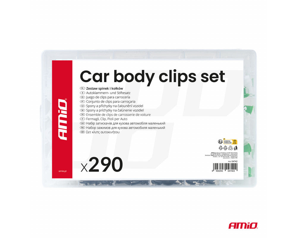 Set met 290stuks Automotive clips en bevestigingspinnen