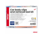 Set met 420stuks Automotive clips + gereedsschap