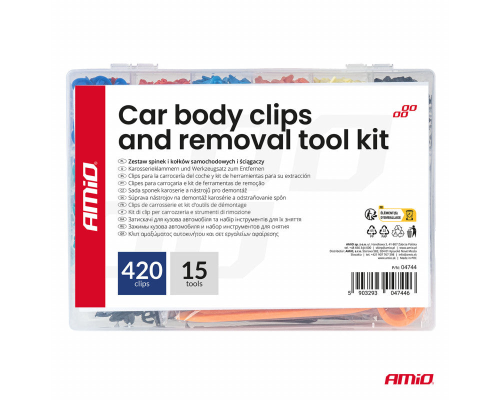 Set met 420stuks Automotive clips + gereedsschap