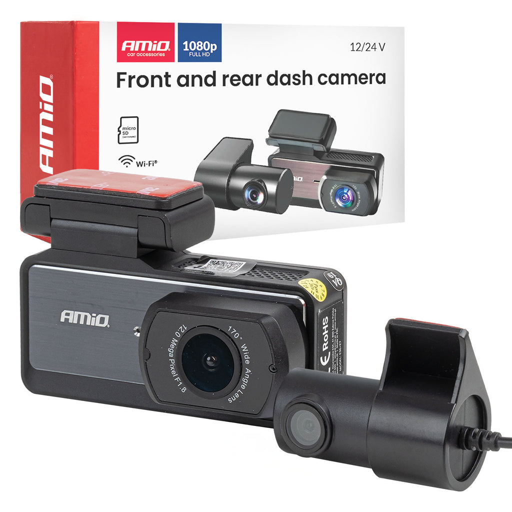 Front and rear dash camera 1K WLAN 256 GB WIFI Full HD AMiO 04799 - AMiO 04799 - afbeelding 1