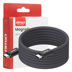 Magnetic USB cable USB-C to USB-C 60W 200cm AMiO 04841 - AMiO 04841 - afbeelding 1