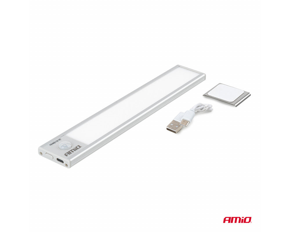 Opti Car Parts - Oplaadbare LED lamp met PIR bewegingssensor en schemersensor (23x4.1x0.9cm) - Antennes & Klein inbouwmateria