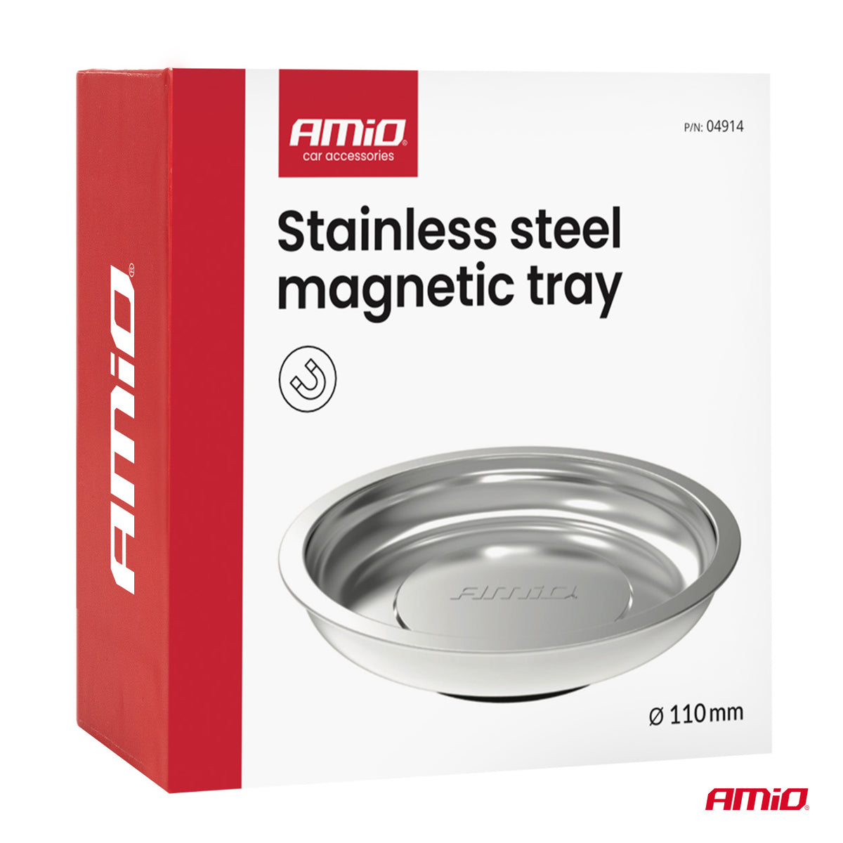 Magnetisch opvangbakje van roestvrij staal, 110mm AMiO 04914 – AMiO 04914 – productafbeelding 7